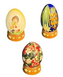 Italian Ferrandie And Wooden Painted Eggs