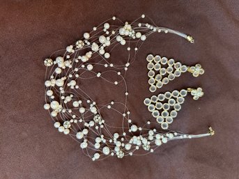 Necklace And Clip On Dangle Earrings