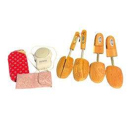 Brookstone Muscle Massager, Wooden Shoe Stretchers & Fabric Glasses Cases
