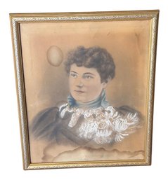Old Original Portrait Of A Woman Framed Painting (E)