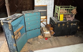 Steamer Trunk, Doll Furniture & Attic Right Side Contents (A)