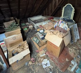 Books, Doll Furniture, Small Table & Attic Left Side Contents (A)