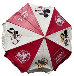 1986 Rare Walt Disney & Coca Cola 15th Anniversary Umbrella From Walt Disney World Florida (E)