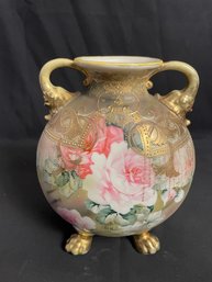 Decorative Vase With Gold Feet And Handles