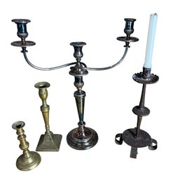 Large Candelabra And Candlestick Holders 4pc (BLR)
