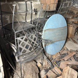 Cast Iron Outdoor Chairs & Large Assortment Of Firewood (B)