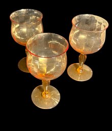 Amber Glass Water Goblets 3 Pc