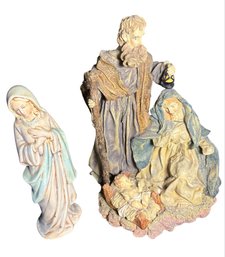 Mary And Joesph And Jesus Nativity Statue With Ceramic Mary Statue