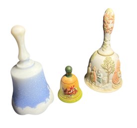 Glass Bell Music Box With Other Assorted Bells 3 Pc