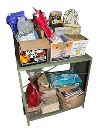 Green Metal Utility Shelf Full Of Assorted Items (B)