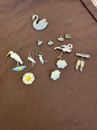 Costume Jewelry Pins And Earrings