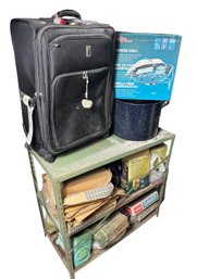 London Fog Suitcase, MarshAllan Burger Grill & Shelf Full Of Other Assorted Items (B)