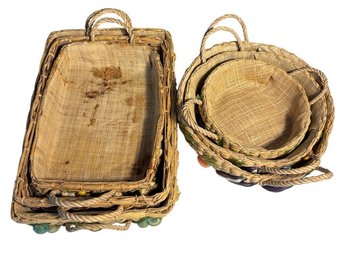 Nesting Floral Woven Casserole Baskets 6pc (K)
