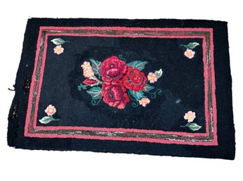 Primitive Hand Hooked Floral Rug (LR)