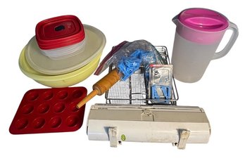 Collection Of Plastic Kitchenware Tupperware, Pitcher, Ice Molds And More (K)