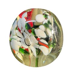 Red, White & Green Art Glass Paperweight