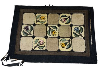 Antique Hand Hooked Floral Rug (LR)