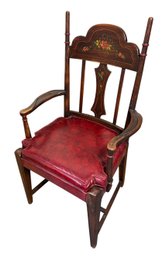 Antique Hand Painted Solid Wooden Accent Chair