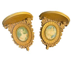 Victorian Style Gilded Rococo Wall Shelf Pair