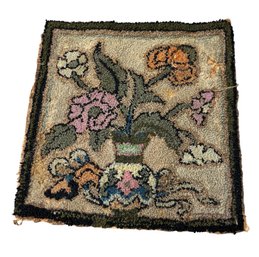 Floral Hand Hooked Square Floor Rug Mat (LR)