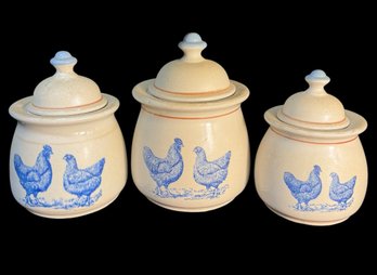 Blue Rooster Stoneware Kitchen Storage Jars 3pc