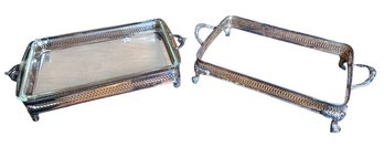 Silver Plate Casserole Dish Bases With Pyrex Glass 2pc (B)