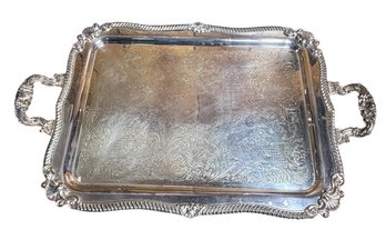Silver On Copper Ornate Serving Tray (B)