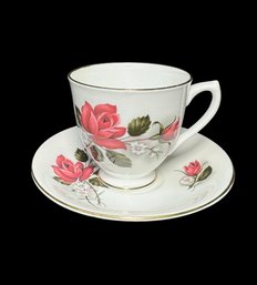Royal Kent Pink Floral Teacup & Saucer Pair