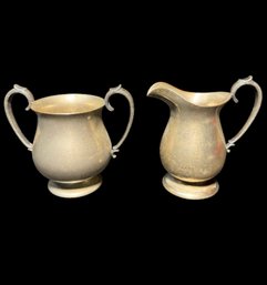 Crescent Silver Plated Creamer & Sugar Pair