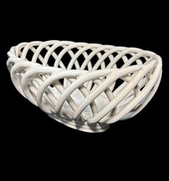 Williams Sonoma Woven White Ceramic Bread Basket