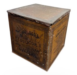 Dr Johnsons Educator Crackers Antique Tin Made In Boston (LR)