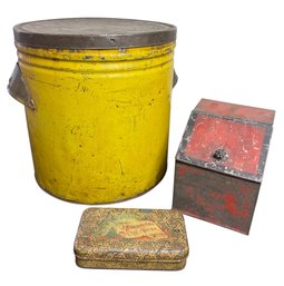 Old Tin Storage Boxes 3pc (LR)