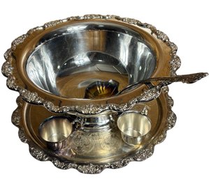 Large Towle Silver Plate Punch Bowl Set (B)