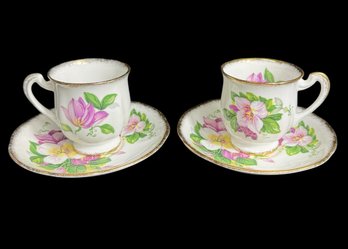 Royal Standard Purple Floral Teacup & Saucer 4pc Set