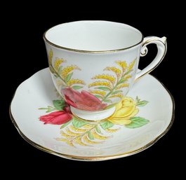Roslyn Bone China Golden Days Floral Teacup & Saucer