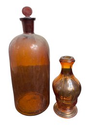 Amber Glass Apothecary Bottle With Stopper & Decanter (LR)