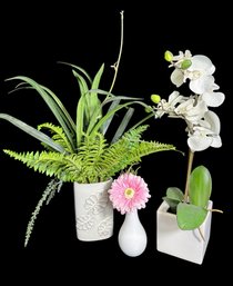 Faux Floral Planters & Vases 3pc