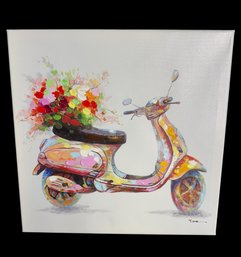 Moped Scooter Painted Canvas Art Print