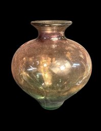Green & Purple Art Glass Decorative Vase