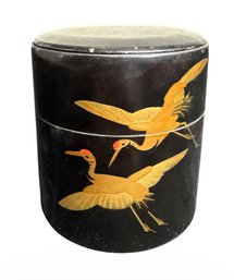 Japanese Golden Crane Tin Tea Caddy (LR)