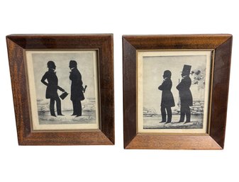 English Silhouette Framed Portrait Print Pair (LR)