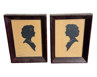 1950s Womans Silhouette Pair Of Framed Art (LR)
