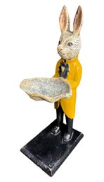 Charming Bunny Rabbit Butler Sculpture