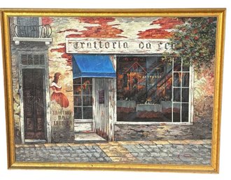 European Cafe Gilded Framed Painted Canvas Art Print (G)