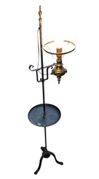 Early American Brass Students Lamp With Table Works! (DR)