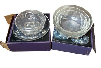 Pyrex Ovenware Covered Casserole Dish & 3pc Bowl Set 4pc