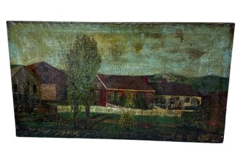 Old Farmhouse Scene Painting On Canvas (DR)