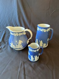 3pcs, 2 Wedgwood Blue And White