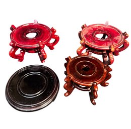Asian Wooden Vase Stands 4pc