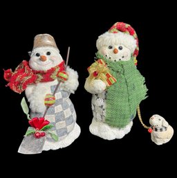 Mackenzie Childs Snowman Figurine Pair